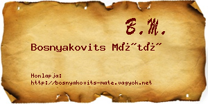 Bosnyakovits Máté névjegykártya